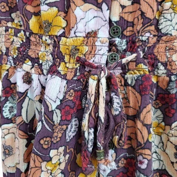 Knox Rose Midi Dress Medium Floral Cottage Core Prairie Tassel Button Front Boho - Picture 3 of 11